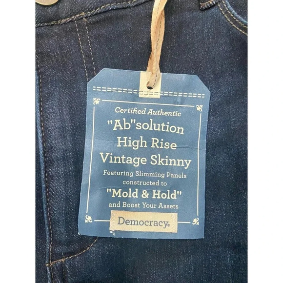 NWT Democracy Jeans Ab Solution High Rise Skinny Dark Wash Rhinestone 22W New - Picture 4 of 6